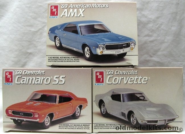 AMT 1/43 6903 '69 Corvette / 6904 '69 AMX / 6905 '69 Camaro SS plastic model kit